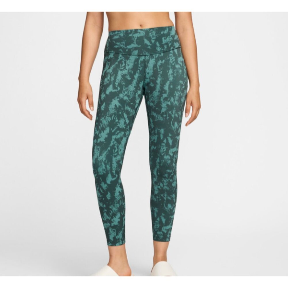 Nike High Waisted 7/8 Leggings Womens XS Green Printed Activewear Performance